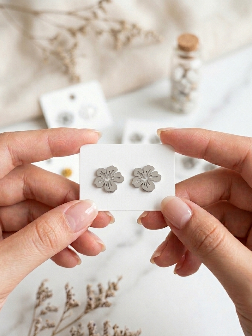 Silver Floral Stainless Steel Stud Earrings for Women | Elegant Flower Shape Earrings