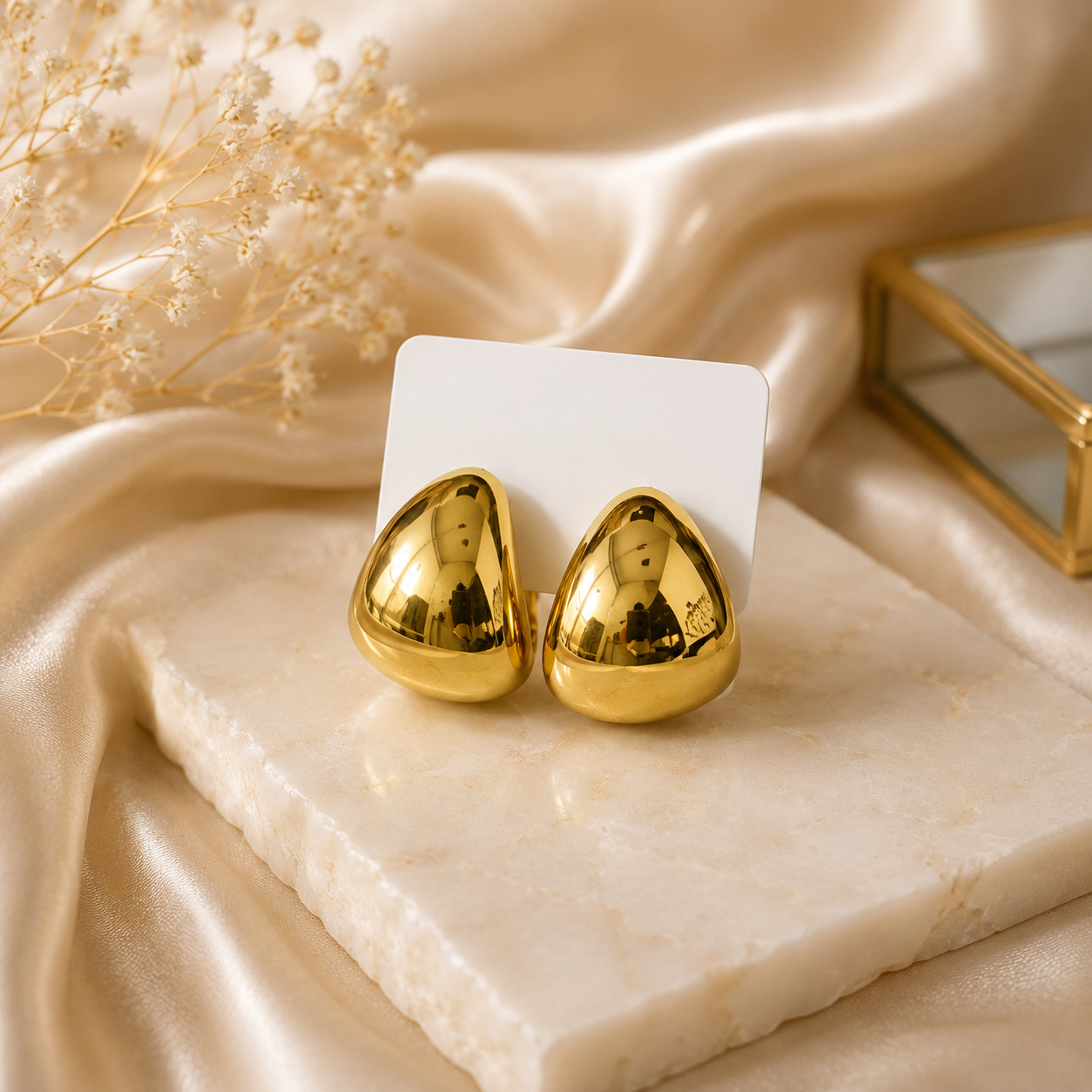 Chunky Gold Teardrop Stud Earrings for Women | Gold Plated Statement Earrings