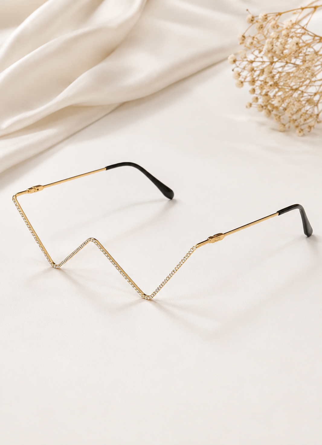 Zigzag Rhinestone Fashion Glasses | Facelet| Metal frame eyeglasses without lens