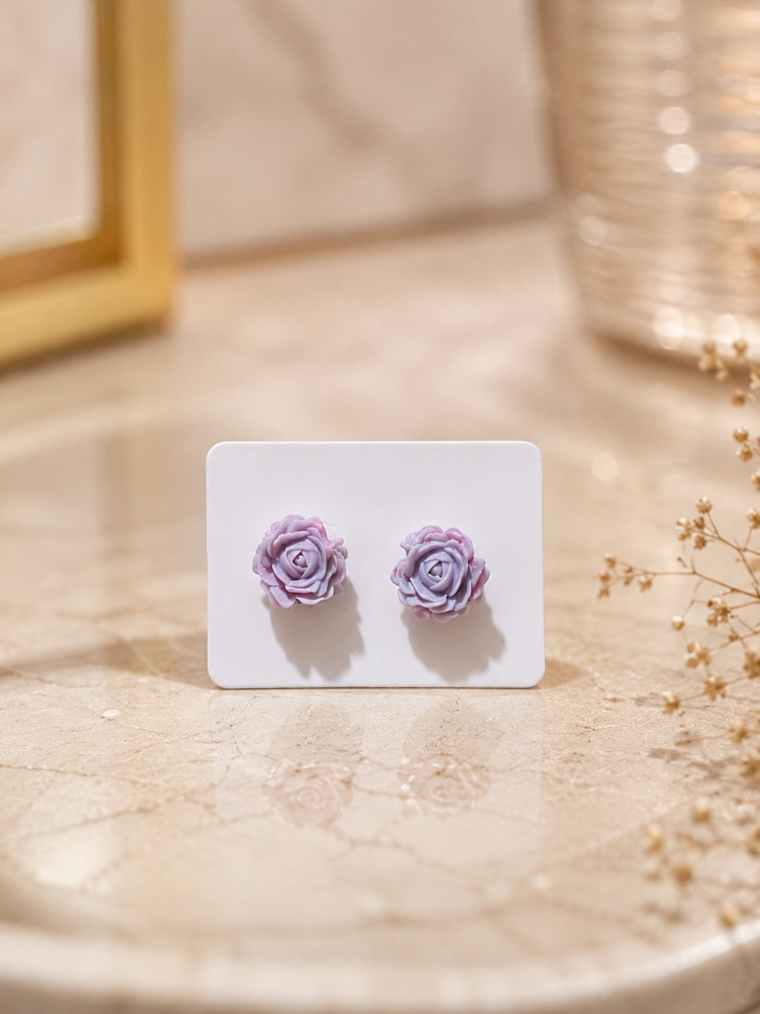 Elegant Lavender Rose Stud Earrings for Women