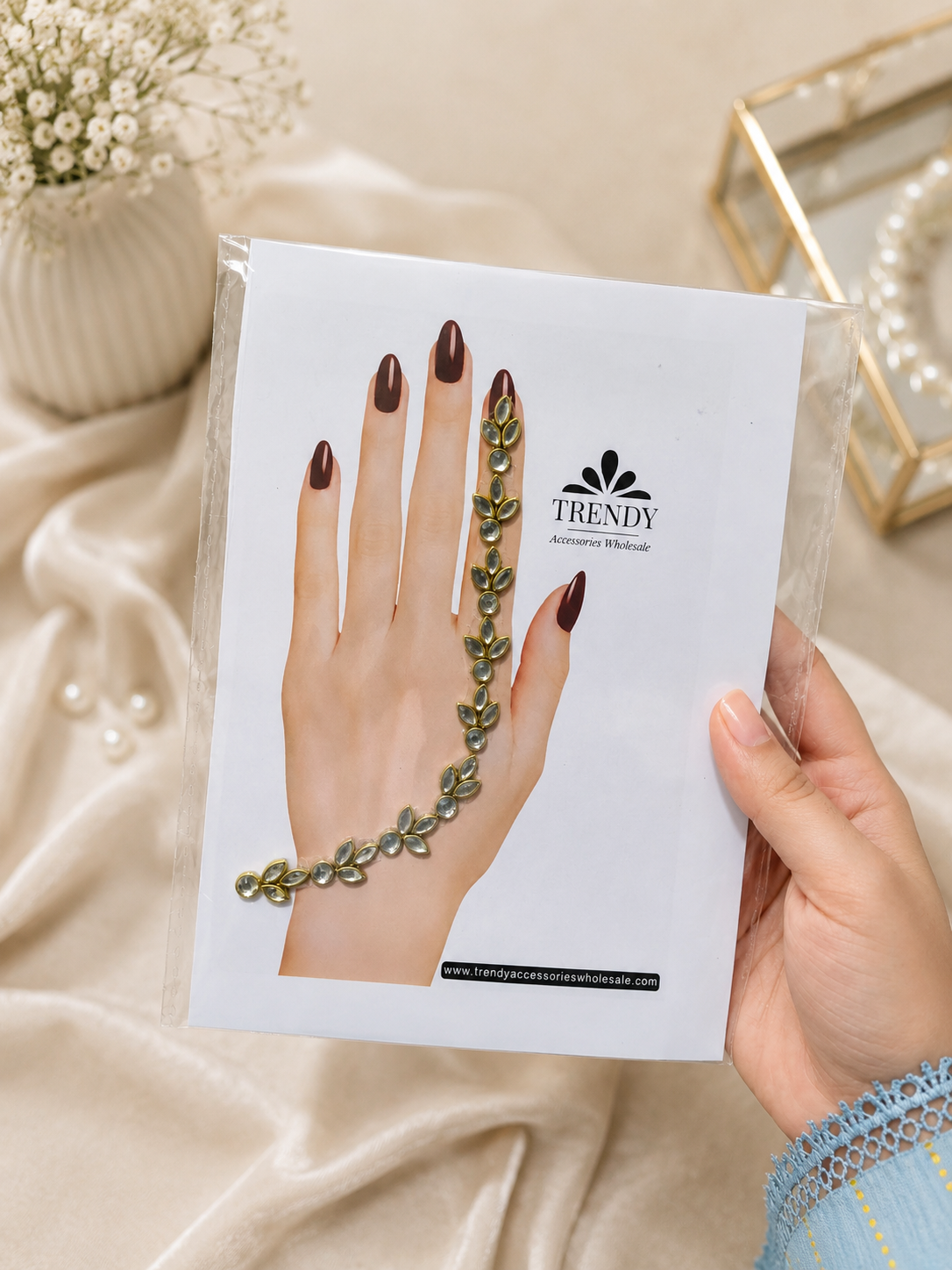 Sticker Kundan Mehndi for Women | Self Adhesive Bridal Hand Jewellery | Wedding & Festive Hand Accessory | Ethnic Kundan Hand Sticker