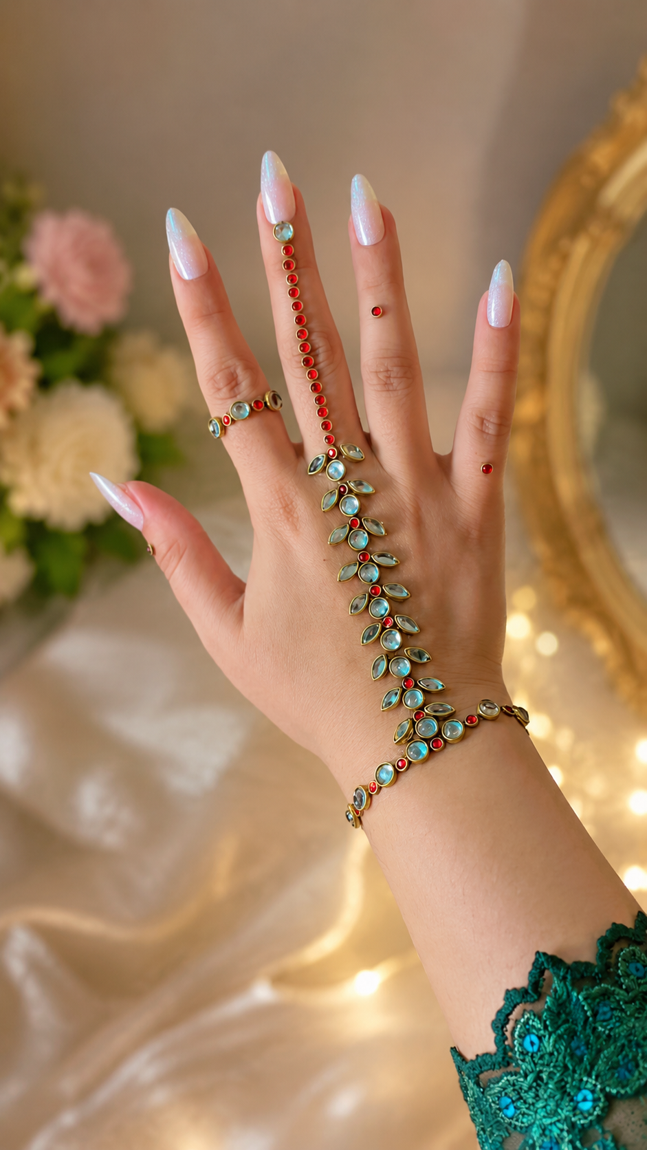 Ruby Emerad Petal Kundan Mehndi Pack |TAW DESIGN 13 |Luxury Kundan Mehandi Style
