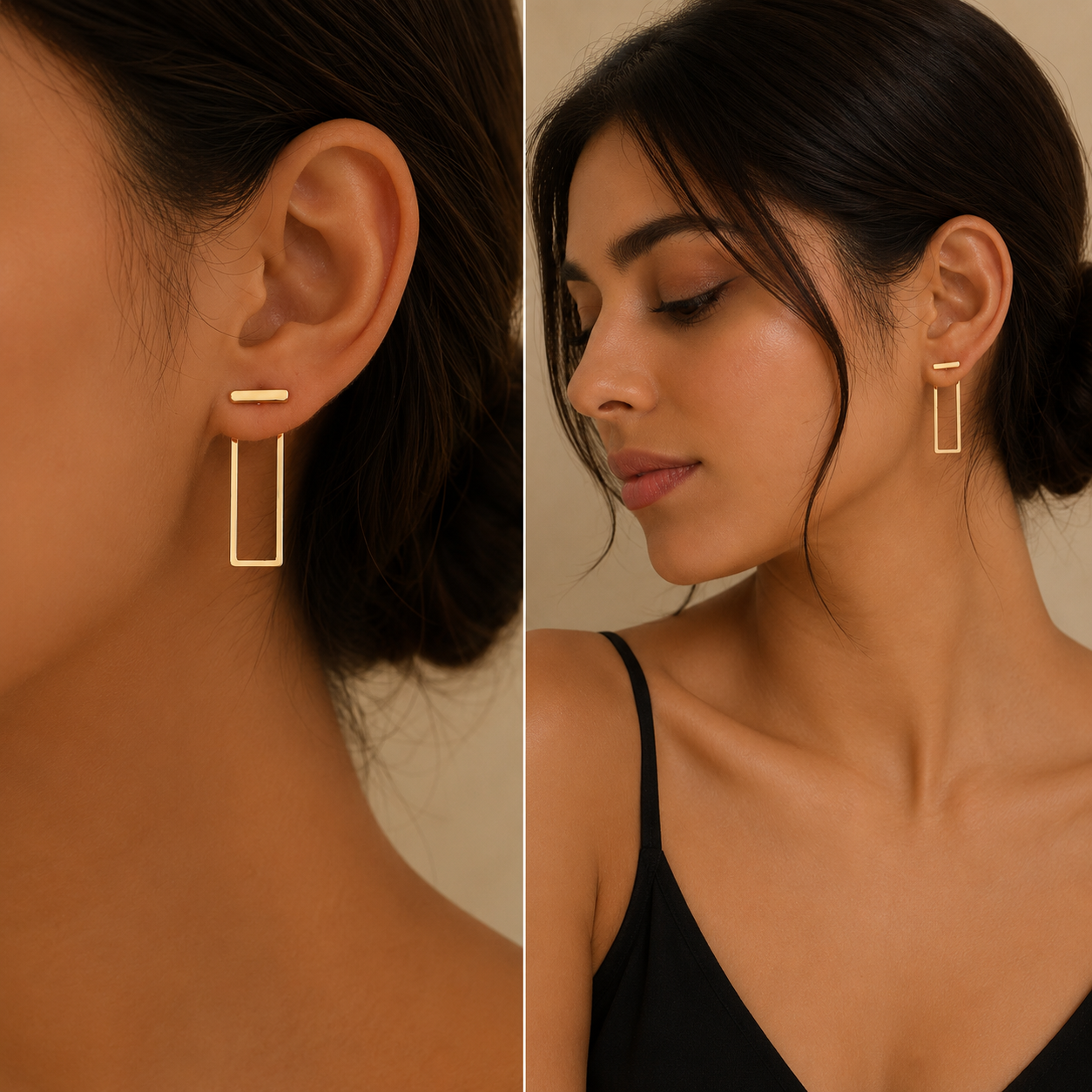 Metal Aura Frame Earrings | Rectangle Earrings |viral Earrings