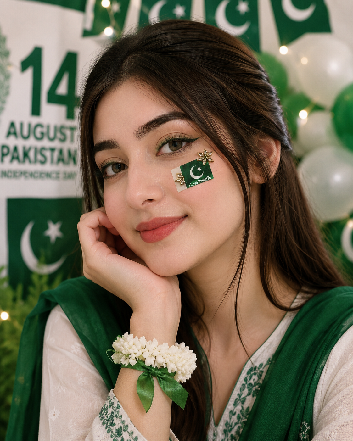14 August Love Pakistan Kundan Sticker – Premium Reusable Self-Adhesive Decorative Sticker