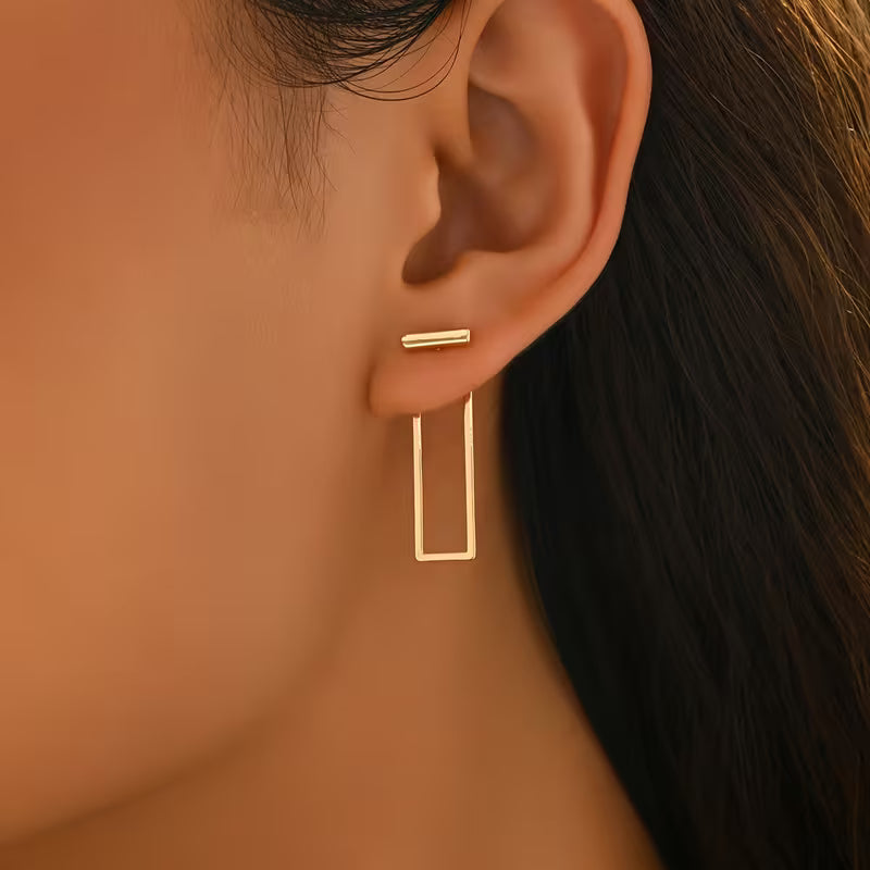 Metal Aura Frame Earrings | Rectangle Earrings |viral Earrings