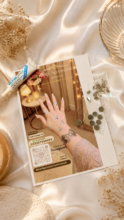 Silver Mirror & Sequin Mehndi | TAW Design 01 – Hand Jewellery Style Mehndi