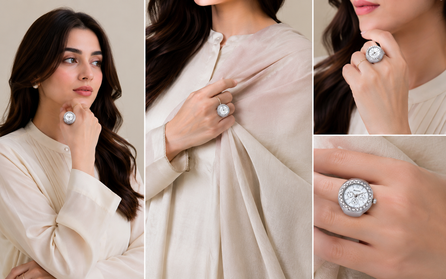 Luxury Diamond Ring Watch for Women – Adjustable Finger Watch ✨⌚