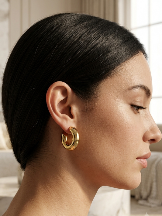 Gold Chunky Hoop Earrings for Women | Classic Statement Gold Hoops