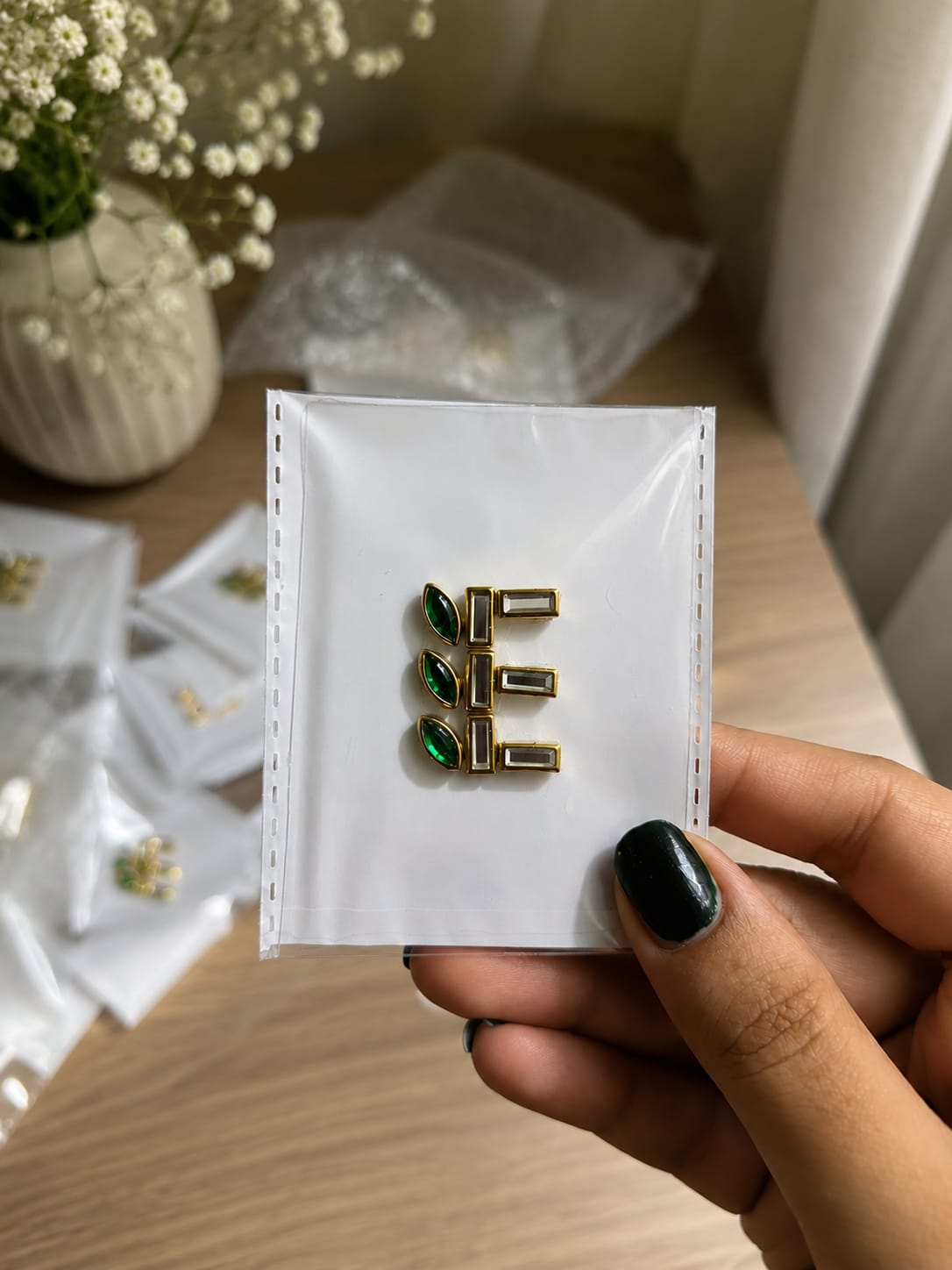 A–H Alphabet Premium Kundan Hand Stickers | Personalized Self-Adhesive Initial Stickers