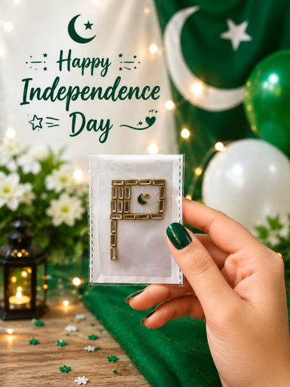14 August Pakistan Flag Kundan Hand Sticker – Premium Independence Day Self-Adhesive Body Sticker