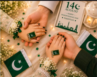 14 August Pakistan Flag Kundan Sticker – Premium Reusable Independence Day Decorative Sticker