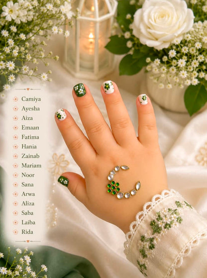 A–H Alphabet Premium Kundan Hand Stickers | Personalized Self-Adhesive Initial Stickers