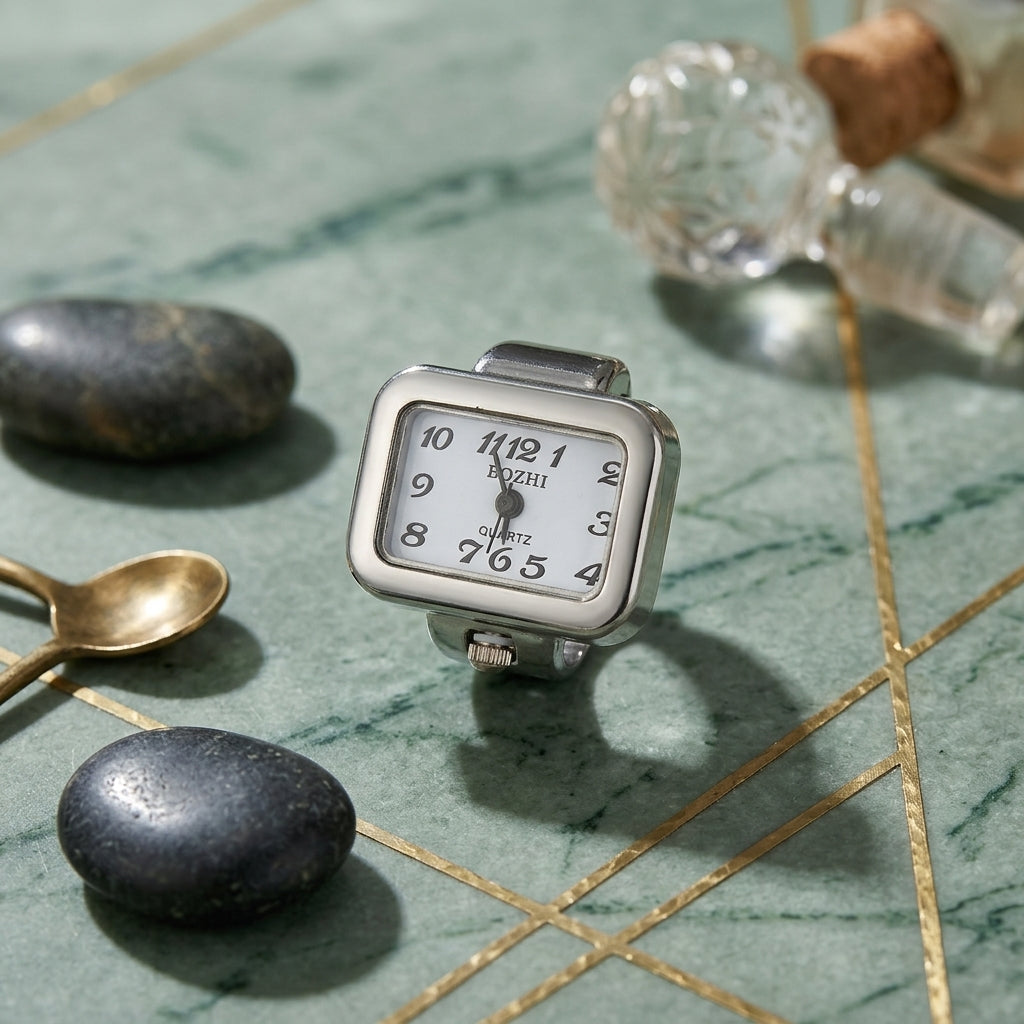 Silver Square Dial Ring Watch for both Male and Female | Square Dail