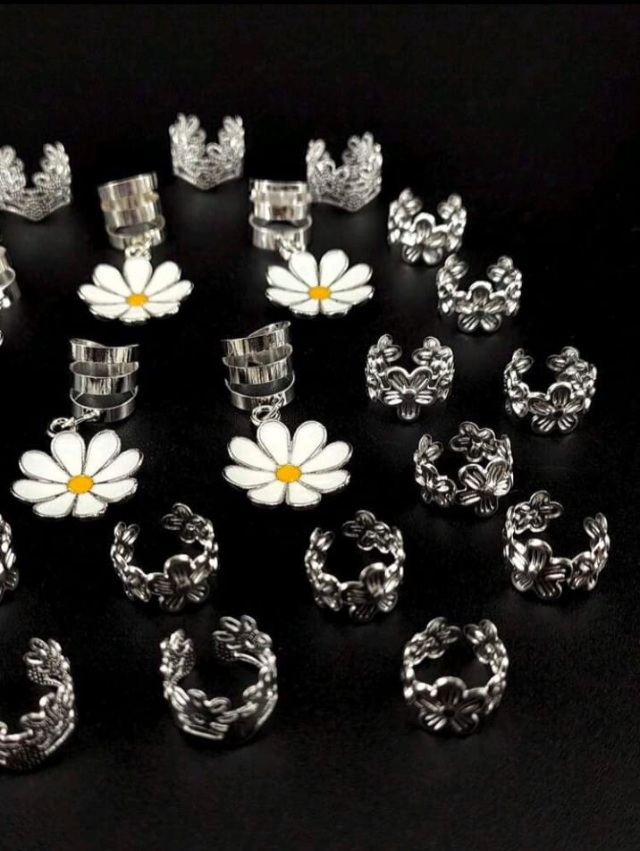 45pcs Alloy Daisy Flower Hair Clips, Y2K Punk Hip Hop Decorative Hair Clips, Gift Party Daily Hair Accessories