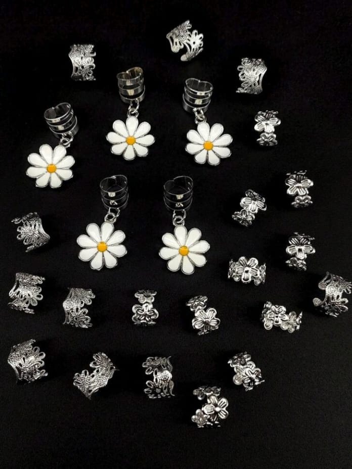 45pcs Alloy Daisy Flower Hair Clips, Y2K Punk Hip Hop Decorative Hair Clips, Gift Party Daily Hair Accessories
