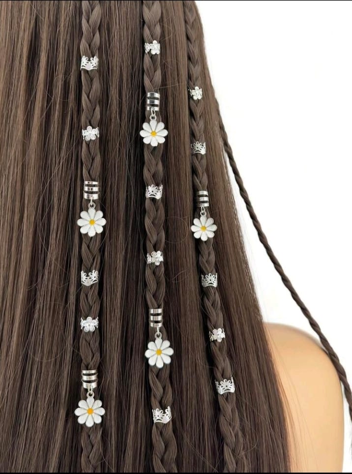 45pcs Alloy Daisy Flower Hair Clips, Y2K Punk Hip Hop Decorative Hair Clips, Gift Party Daily Hair Accessories