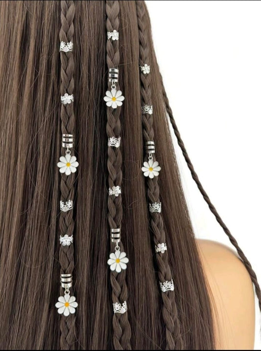 45pcs Alloy Daisy Flower Hair Clips, Y2K Punk Hip Hop Decorative Hair Clips, Gift Party Daily Hair Accessories