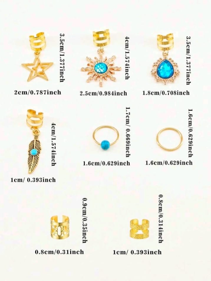 46pcs Turquoise Pendant Dreadlock Hair Accessories Set, Including Hair Ties, Hair Clips, Hair Pins, Hair Barrettes, Hippie Style Hair Decorations Suitable For Women Braiding, Also Includes Claw Clips, Hair Clips, Hair Pins.