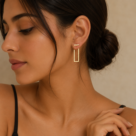 Metal Aura Frame Earrings | Rectangle Earrings |viral Earrings