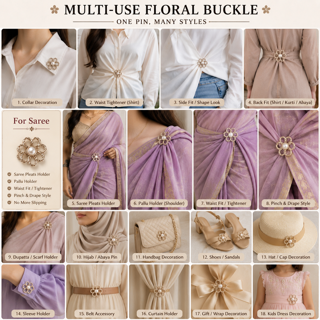 Multi-Fit Waist Adjuster Buckle – Instant No-Sew Clothing Size Tightener Clip