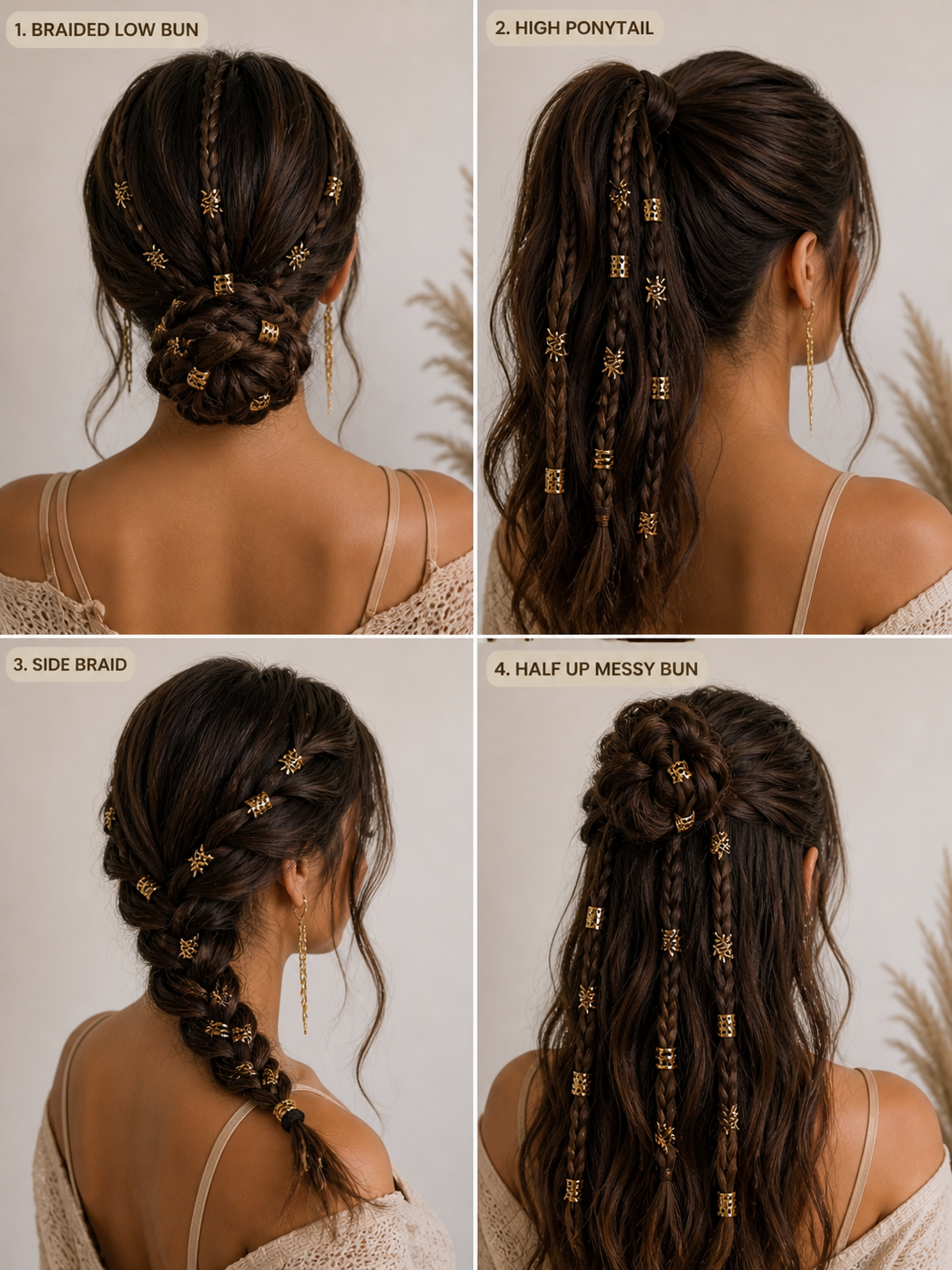 Golden Hair Rings Set | Trendy Braids Hair Accessories ✨