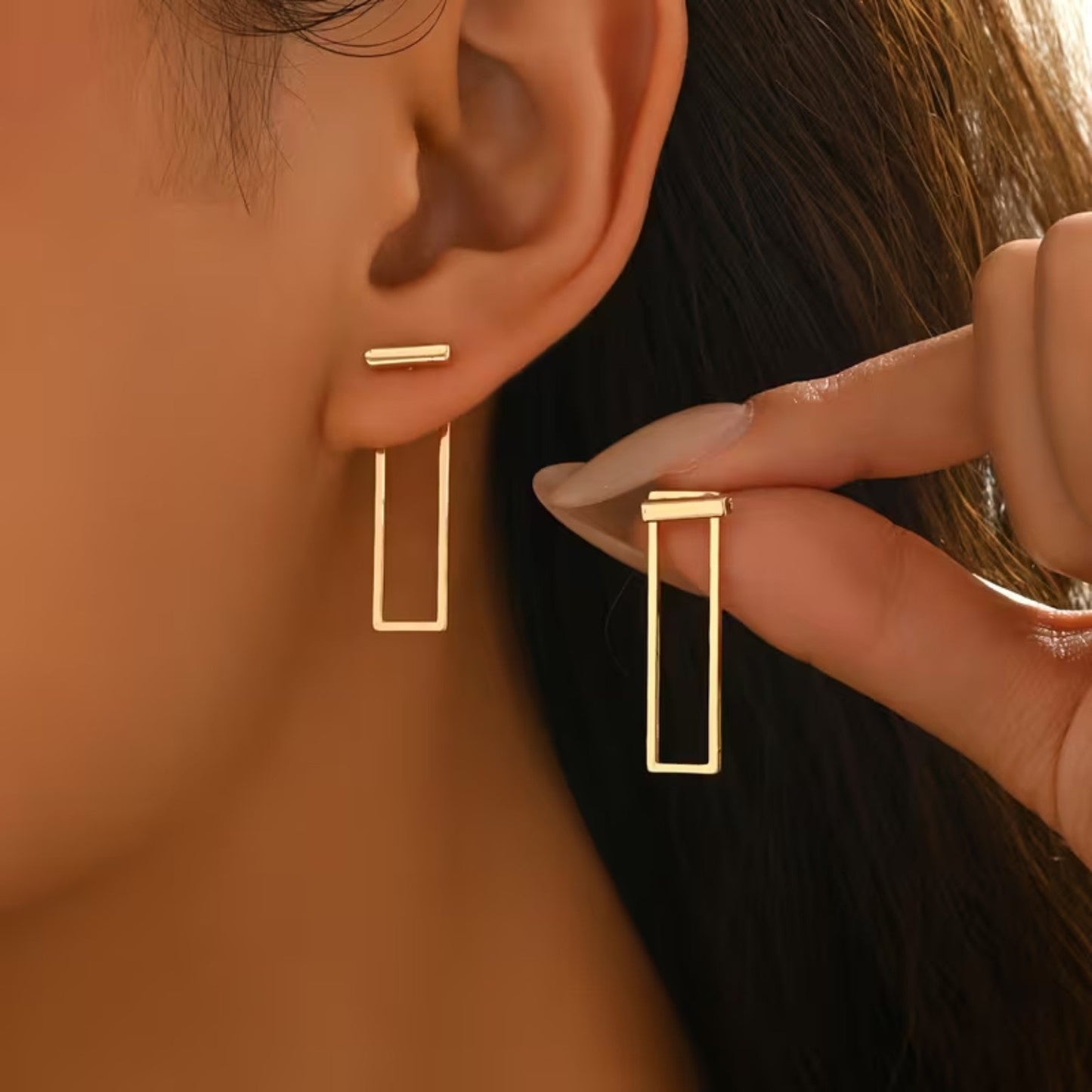 Metal Aura Frame Earrings | Rectangle Earrings |viral Earrings