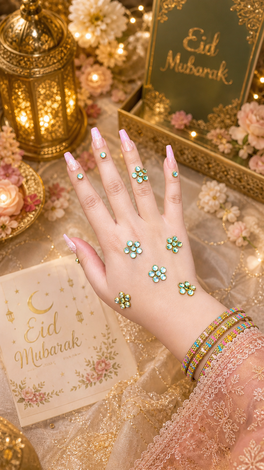 Gold  Floral Kundan Mehndi |TAW Design 03 Pack – Elegant Eid & Bridal Hand Style