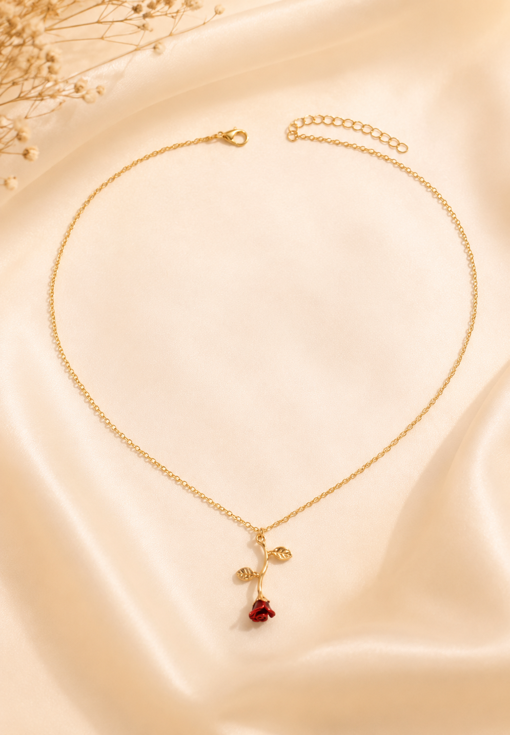Rose Flower Pendant Necklace for Women | Minimal Gold Rose Necklace