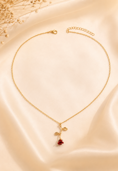 Rose Flower Pendant Necklace for Women | Minimal Gold Rose Necklace