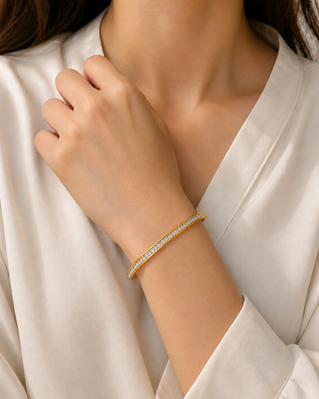 Crystal Line Gold Bracelet