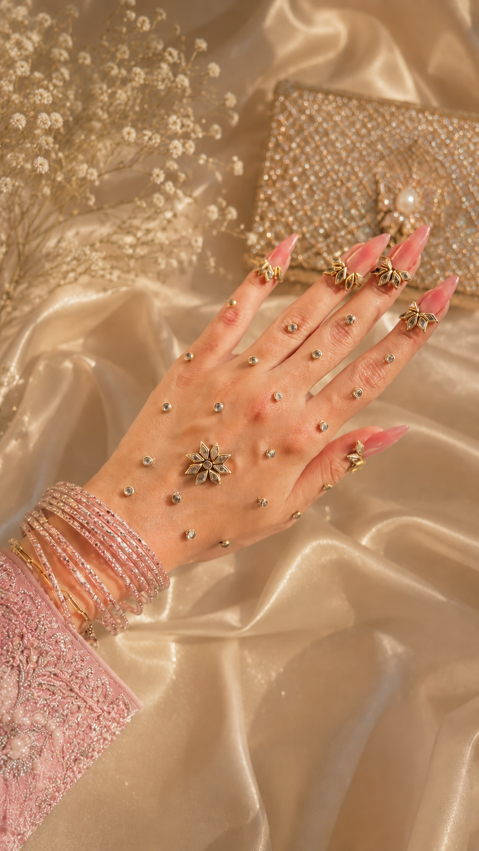 Premium Kundan Mehndi Pack – TAW Design 11 | Fancy Hand Decoration Stones