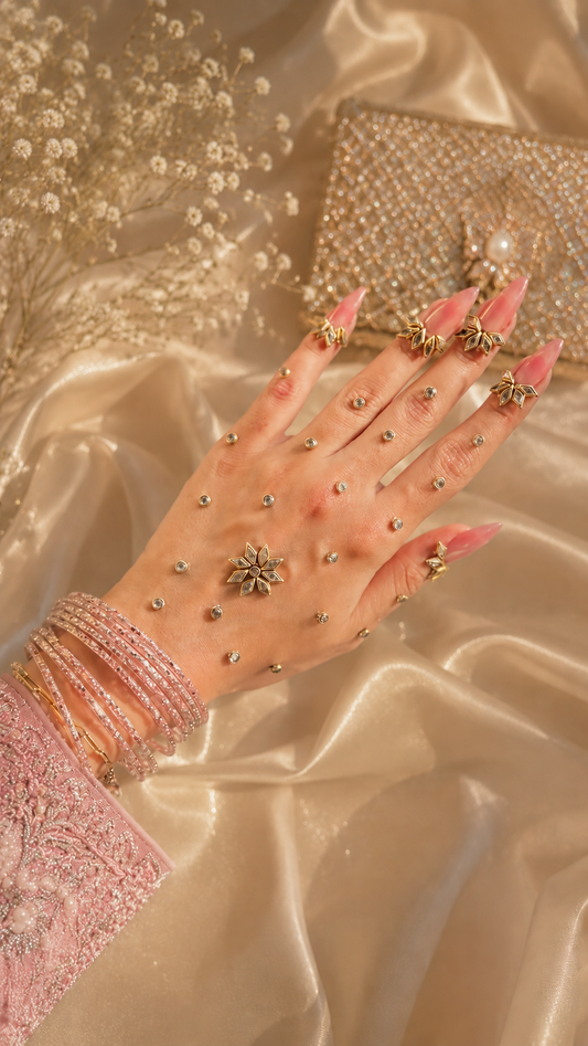 Premium Kundan Mehndi Pack – TAW Design 11 | Fancy Hand Decoration Stones