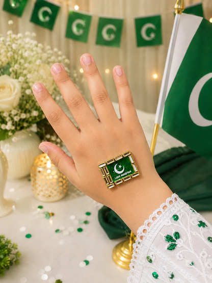 14 August Love Pakistan Kundan Hand Sticker – Premium Reusable Self-Adhesive Independence Day Body Sticker