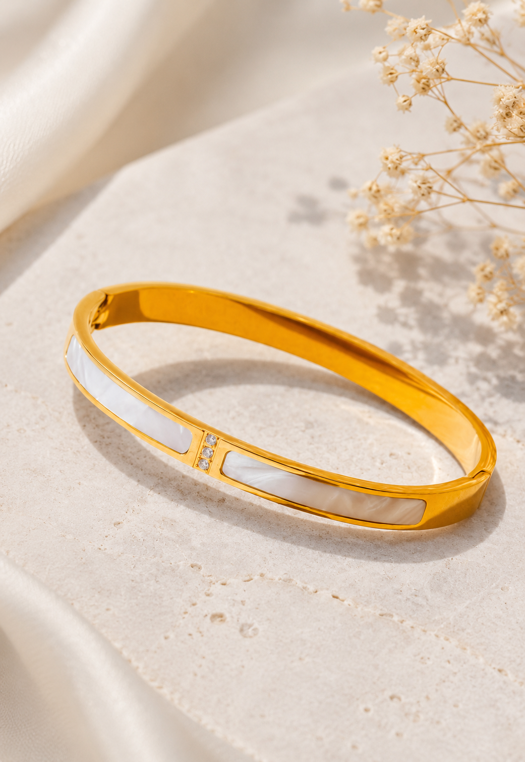 White Marble Gold Bracelet