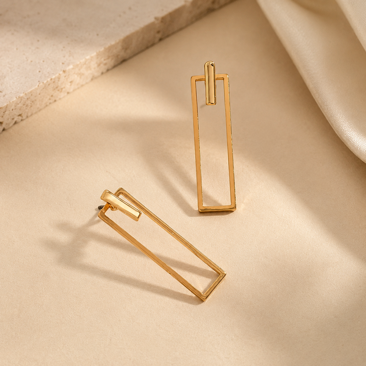 Metal Aura Frame Earrings | Rectangle Earrings |viral Earrings
