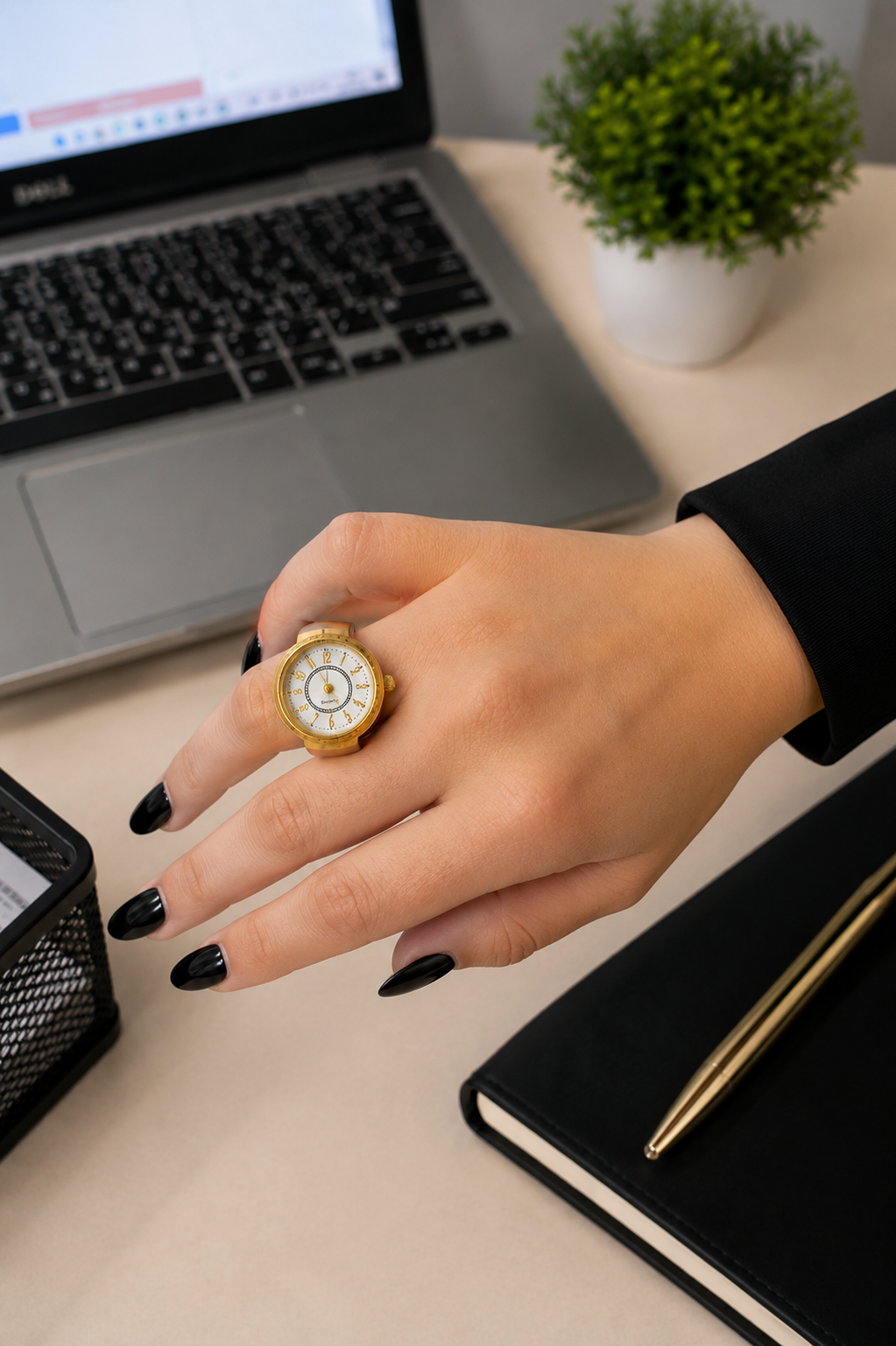 Luxury Gold Ring Watch for Women – Elegant Finger Watch