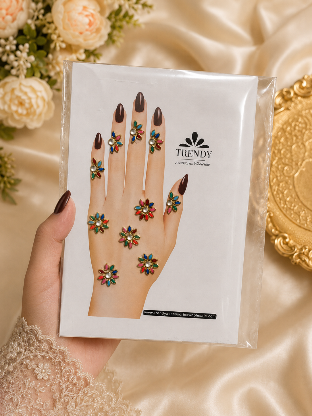 Sticker Kundan Mehndi – Multicolor Floral Design