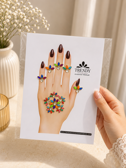 Multicolor Kundan Mehndi Sticker for Hands | Bridal Wedding Hand Accessories
