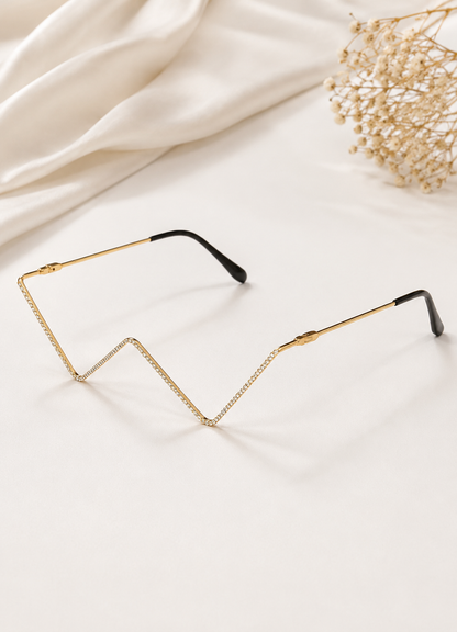Zigzag Rhinestone Fashion Glasses | Facelet| Metal frame eyeglasses without lens