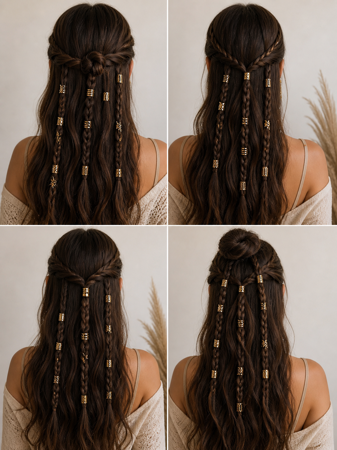 Golden Hair Rings Set | Trendy Braids Hair Accessories ✨
