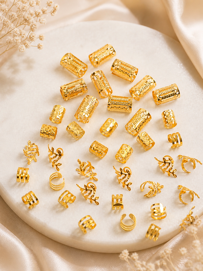 Golden Hair Rings Set | Trendy Braids Hair Accessories ✨