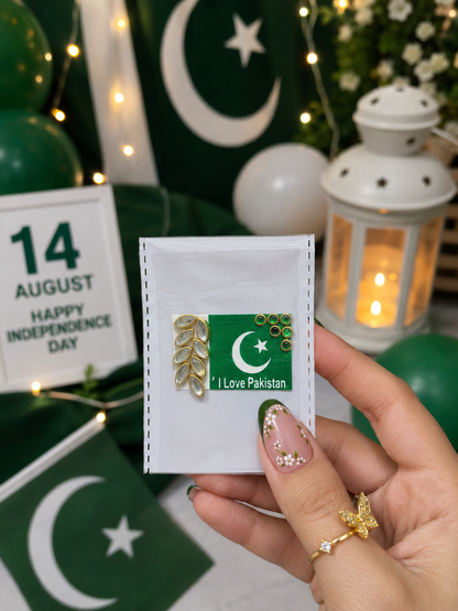 14 August Pakistan Flag Kundan Sticker