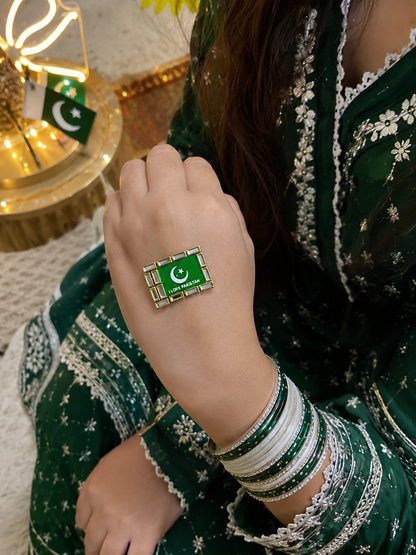 14 August Love Pakistan Kundan Hand Sticker – Premium Reusable Self-Adhesive Independence Day Body Sticker