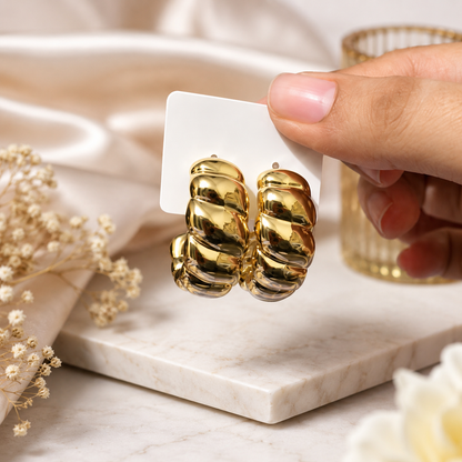 Twisted Gold Hoop Earrings for Women | Gold Plated Statement Earrings