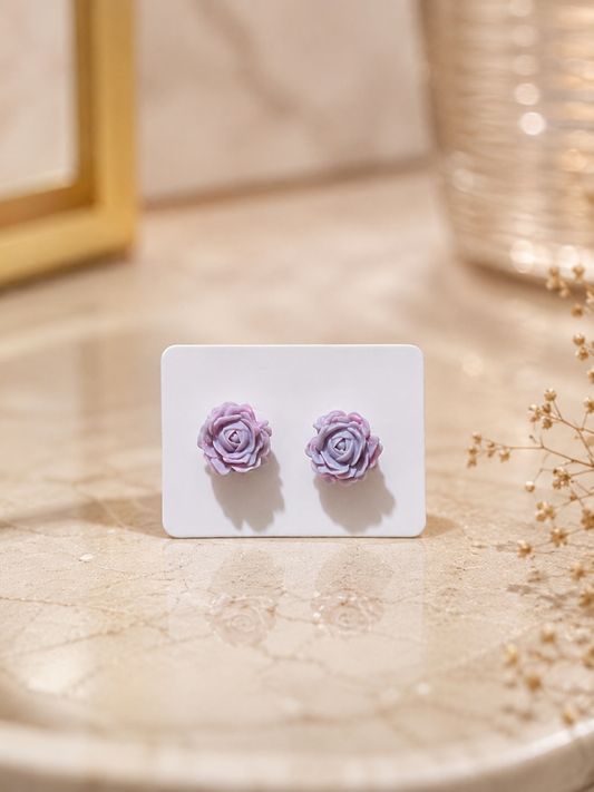 Elegant Lavender Rose Stud Earrings for Women