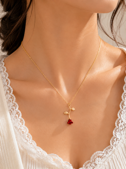 Rose Flower Pendant Necklace for Women | Minimal Gold Rose Necklace