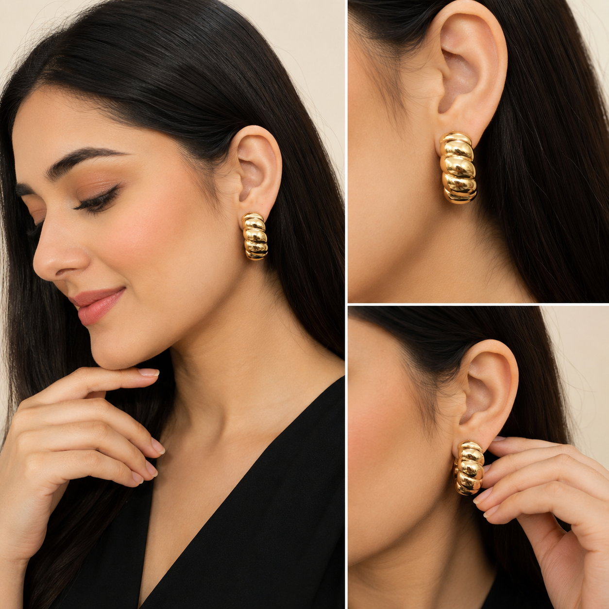 Twisted Gold Hoop Earrings for Women | Gold Plated Statement Earrings