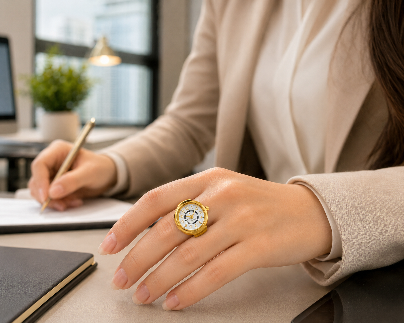 Luxury Gold Ring Watch for Women – Elegant Finger Watch
