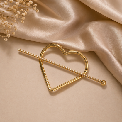 Golden Heart Hair Stick | Stainless Steel Hair Pin