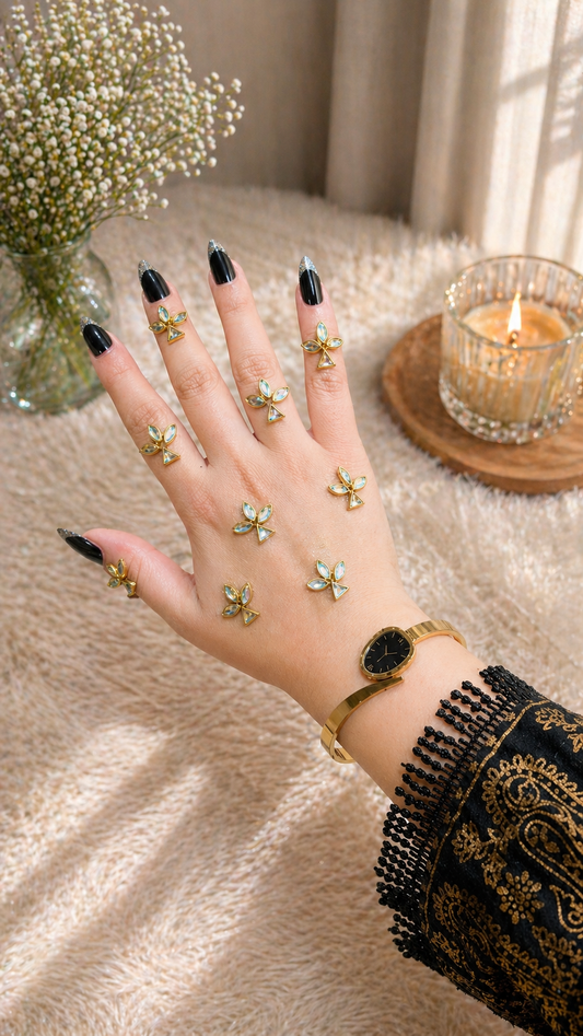 Elegant Gold Kundan Mehndi | TAW Design 06 Pack – Triangle & Marquise Bridal Style